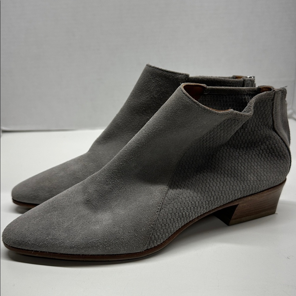 Aquatalia Fianna Boots Perforated Suede Heeled Ankle Booties Boot Gray Size 8.5 — image 4 of 7